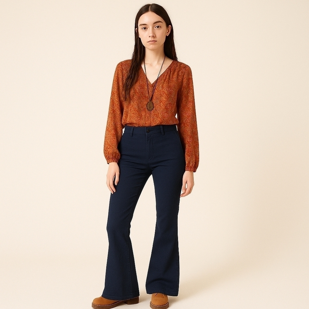 Lands’ End Mid Rise Trouser Pants in Navy | Size 8 | NWT